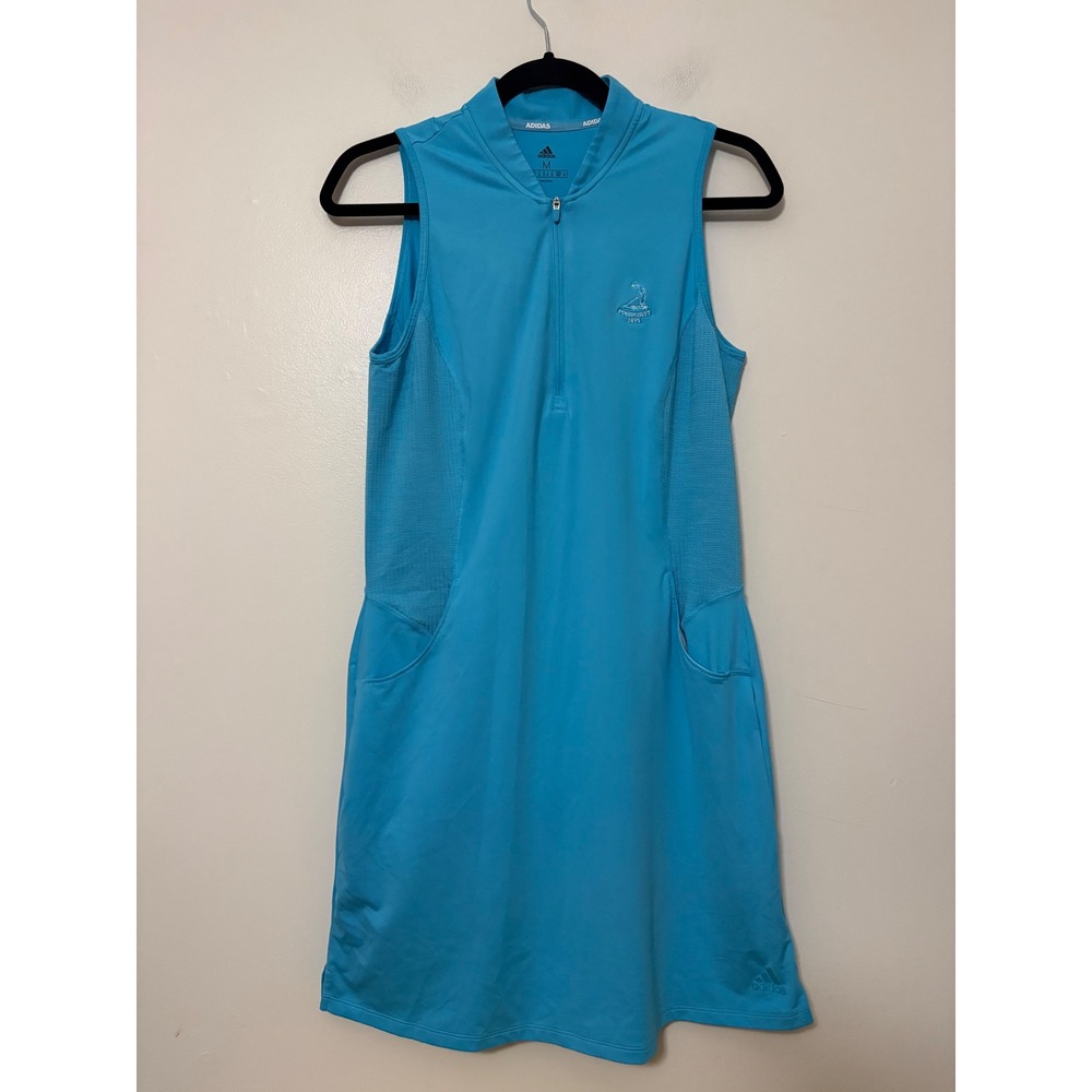 Adidas Womens Pinehurst 1895 Golf Dress Blue Sleeveless Quarter Zip Size Medium